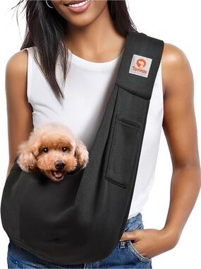 Black Hands-Free Dog Sling Carrier - Comfortable Pet Sling